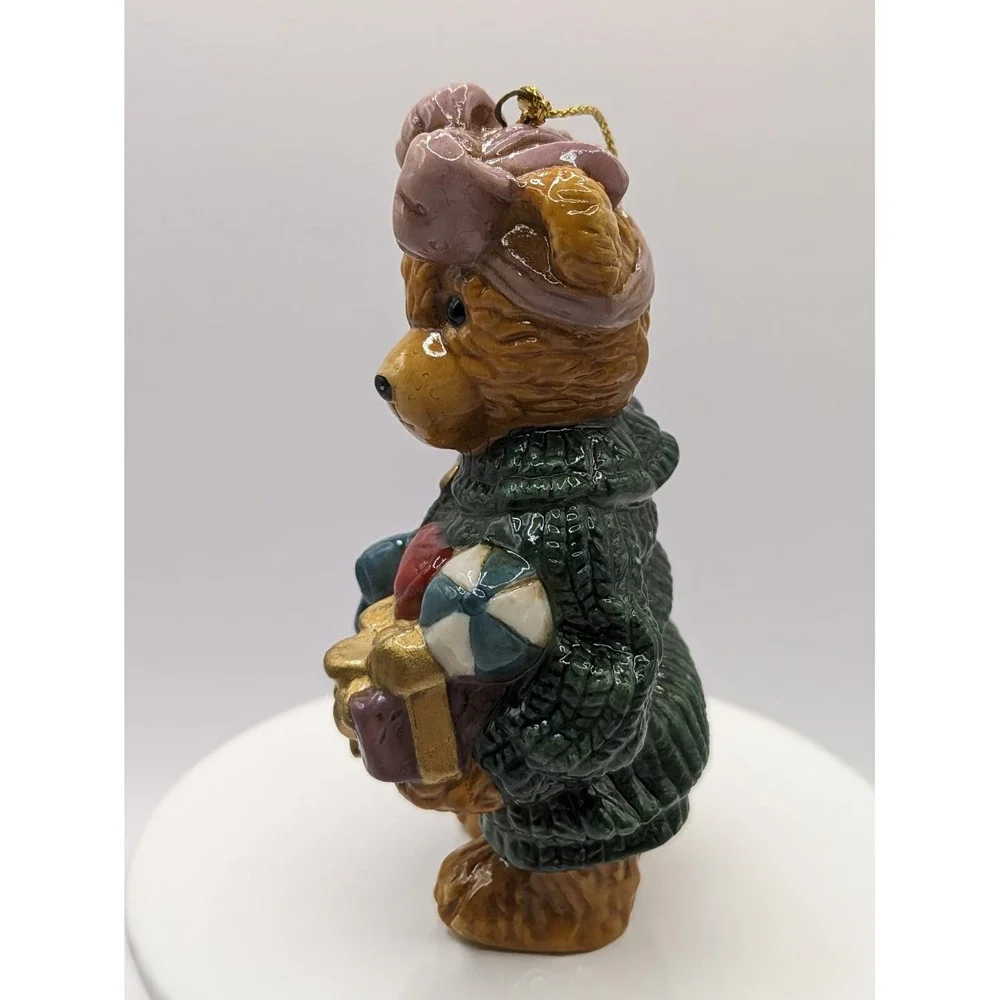 Glossy Bear Christmas Ornaments Boy Girl Ceramic Tree Gifts Heart Overalls 4